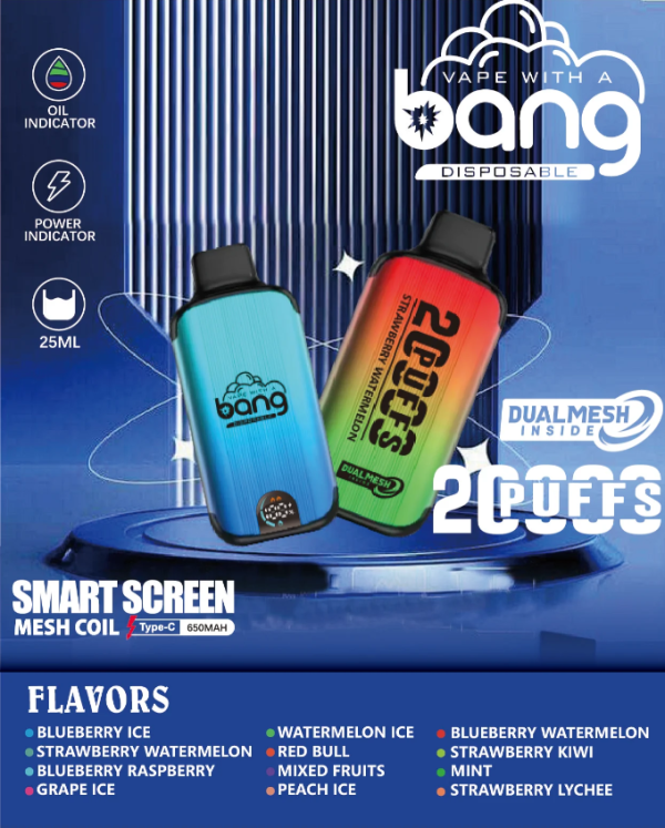 Bang 25000 Puffs 超大屏幕 超大容量可充電拋棄式電子煙 台灣現貨 - 图片 9