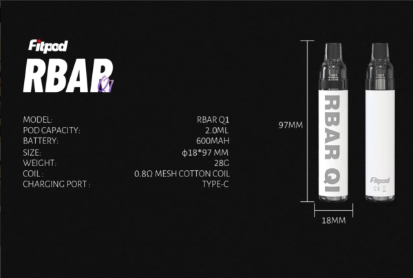 Fitpod RBAR Q1 一次性注油主機 拋棄式主機 可重複註油 台灣電子煙批發 台灣現貨 - 图片 5