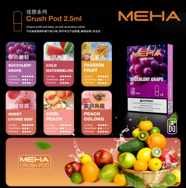 全新升級 Meha煙彈 魅嗨五代霧化彈一盒三入 2.5ml顆 買四盒送魅嗨方形主機 台灣現貨 - 图片 3