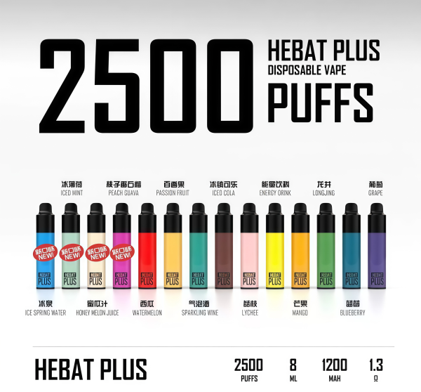 【Hebat 喜貝】一次性抛棄式電子煙|PLUS大容量2500口|台灣電子煙批發|多口味選擇